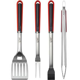 4pcs-red 2 Double Two New 4-piece Stainless Steel Bbq Tool Set - Tong Fork Spatula Brush