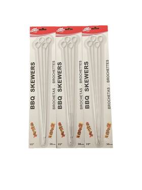 B66a1 21 Century Bbq Steel Skewers 12 Ea.shish Kebab Meat Vegetable Kabobs B66a1. 14 Inch . 3 Pk Of 4