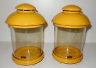 91025 Weber Pair Of Vintage Lars Lanterns Yellow Made In Sweden