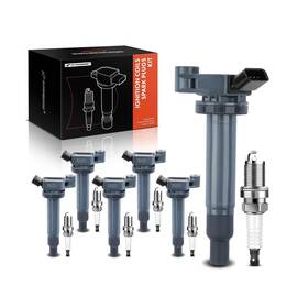 Apic0616 A-premium Set Of 6 Ignition Coil Pack And Iridium Spark Plugs Compatible With