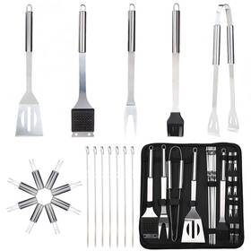 Aguterhel 757842446120 Barbecue Grill Tool Set Stainless Steel Grilling 20pcs Accessories Suitable