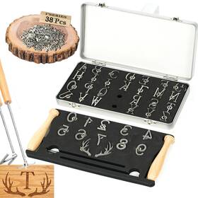 Aklope 745028646044 1 Inch 38 Pcs Branding Iron For Wood Leather Hats Alphabet A-z Number 0-9 And 1.6
