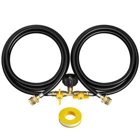 Alloxity Ban0025 5ft Propane Splitter Hose 2 Way With Shut Off Valve Converter Fit For Camp Bu