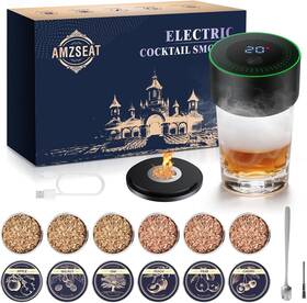 Yxq-1 Amzseat Electric Whiskey Smoker Kit-rechargeable Cocktail Set With 6 Wood Chips-u