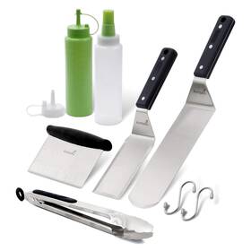 Anmarko 060754470103 Metal Spatula Set Stainless Steel And Scraper - Professional Chef Griddle Spa