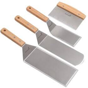 Anmarko 655043676011 Stainless Steel Metal Spatula Set - Teppaniyaki Spatulas Griddle Scraper Fl