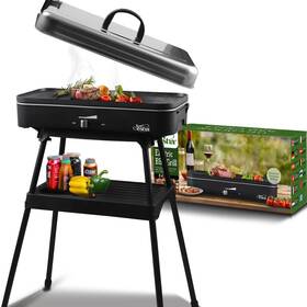 Ar-89038 Artestia Electric Outdoor Grill With Lid 1800w Indoor Smokeless Bbq Black