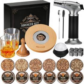 Asovnis 313091655692 Cocktail Smoker Kit With Torch 6 Flavors Wood Chips Bourbon Whiskey