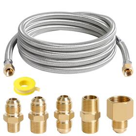 20220826-gch034 Atkke Propane Extension Hose 10ft Steel Braided Bbq Grill Heater Fire Pit Gas Line Kit