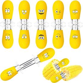 79-6300 Augsun Corn Holders 10pcs/5 Pairs Cob Sets Funny Faces Stainle