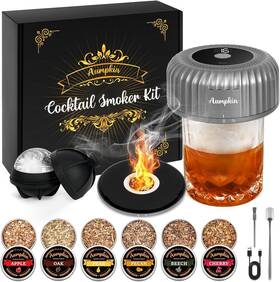 Fy01 Aumpkin Electric Whiskey Smoker Kit With Led Light And Built-in Lighter Incl 6 Wood Chips