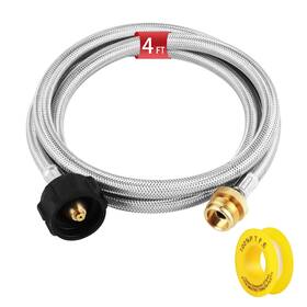 Autatue 719559625519 Propane Hose 4ft Tank 1/4 Stainless Steel Braided Adapte