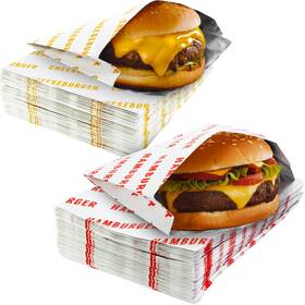 Jpy-200 Avant Grub Retro Grease Proof Burger Wrappers Combo 200pk. Insulated Pro Quality Bulk Ha