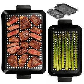 Ayiusideza 797465343987 Ayiusedeza 2pcs Grill Pan Bbq Topper For Outdoor With Hole Non-sti
