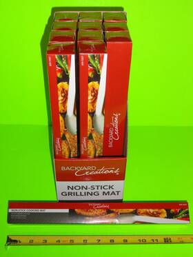 259-7257 Backyard Creations Lot Of 12 Black Bbq Non-stick Grill Mat 15-3/4 Inch X 13 Meat Veggies