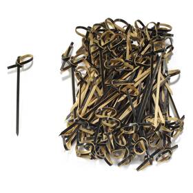 6937259167755a Bamboomn 4.7 Inch Bamboo Black Knotted Knot Skewers Picks For Cocktails And Horsft Dftoeuvre