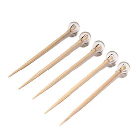 6955114997576a Bamboomn Decorative Ball End Bamboo Cocktail Appetizer Picks - 3 Inch 7.62cm Clear