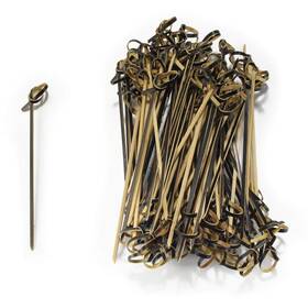 Bamboomn 937259167762 5.9 Inch Bamboo Black Knotted Knot Skewers Picks For Cocktails And Horsft Dftoeuvres P