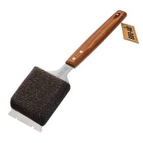 Bbq-aid 850027017273 Bristle Free Grill Brush And Scraper For Barbecue - Extended Large Wooden Han