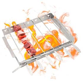 Bbq Dragon 855942007453 Stainless Steel Barbecue Skewers Foldable Rack With 14 Inch Meta