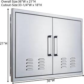 Skm-36w21h-tf-1 Beetlea 36 W X 21 Inch H-outdoor Kitchen Stainless Steel Bbq Double Access Door Vented