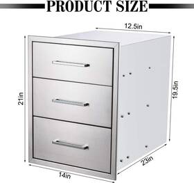Xkctg-14w21h23d-3 Beetlea Outdoor Kitchen Drawers 14 Inch W X 20.5 H 23 D Flush Mount Triple Access Drawer
