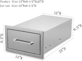 Xkctg-14w8h23d-1 Beetlea Outdoor Kitchen Single Drawer 14 Inch W Stainless Steel Bbq