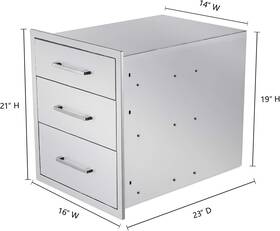 Xkctg-16w21h23d-3 Beetlea Outdoor Kitchen Drawers Stainless Steel 3-drawer Bbq Drawer 16 Inch W X 21 H 23 D