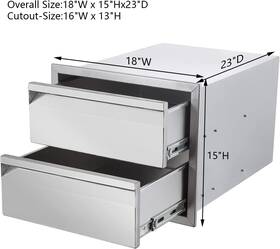 Xkwbsct-18w15h23d-2 Beetlea 18 Inch W X 15 H 23 D Outdoor Kitchen Drawer Stainless Steel Bbq Double