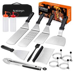 Beichen 781159330148 Griddle Accessories Kit 14 Pcs Stainless Steel Grill Tools Set Black