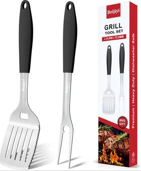 Beijiyi 725944699218 Grill Tools Set Thicked Stainless Steel Bbq Metal Spatula