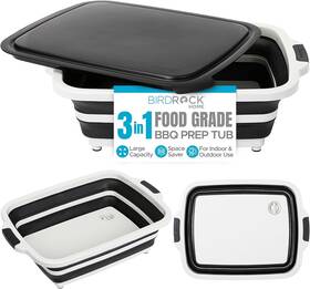 Birdrock Home 810113377636 Collapsible Large Bbq Prep Tub With Cutting Board Multi-function Gri