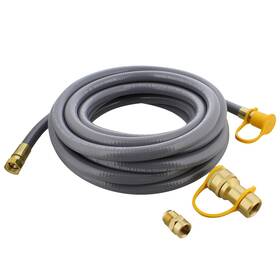 804411 Bisupply Natural Gas Grill Hose 24ft - Flexible Line Quick Connect H