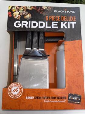 Blackstone 717604053942 Black Stone 6 Piece Deluxe Griddle Kit Bbq Recipe Book Smash Burger Fried Rice