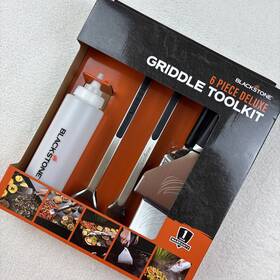 Blackstone 717604054642 New 6 Piece Deluxe Griddle Toolkit Grill Spatulas Bottle Tongs Set