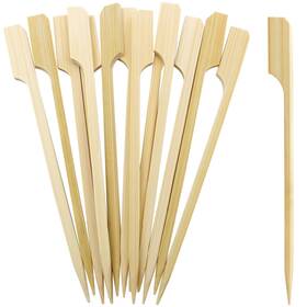 Top0729 Blue Top 200pcs Bamboo Paddle Picks 6 Inch Sturdy Flat Skewers Food Appetizer Toothpi