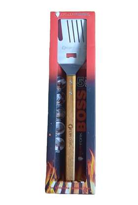 Boss Grill 860000151900 Flipfork 5 In 1 Spatula Grilling Tool Stainless Steel Acacia Wood Bottle Opener