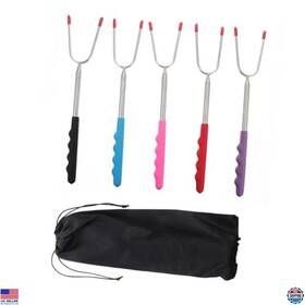 J84i113905shmpypixxm Brand Generic Stainless Steel Bbq Forks Set With Retractable Design And Grilling Skewers Case