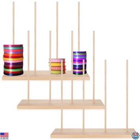 Lcl-fba-026a Brand Hcewsbfd 3pcs Wooden Ribbon Rack Organizer Multi-tier Spool Holder For Craft Supplies