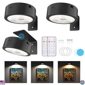 3bhd00012 Brand Narotood 3 Pack Wireless Picture Lights Rechargeable Battery Remote Control Modes