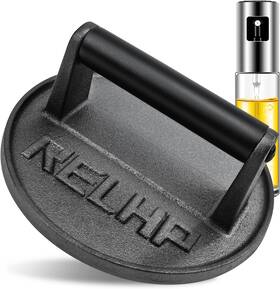 Yx001 Brand Relhp Burger Press 6.5 Inch Round Smash Heavy-duty Cast Iron