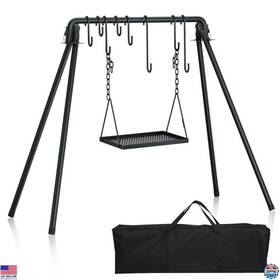 Re210604-bk00-01 Brand Reliancer Camp Grill Swing Stand With Hooks And Storage Bag Collapsible Bbq Rack