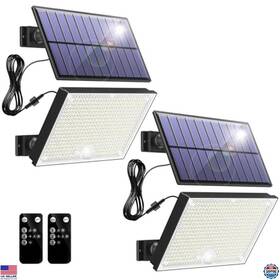 T-400 Brand Topabol 400 Led Solar Lights Outdoor Ip67 Waterproof 3 Modes Remote 2 Pack