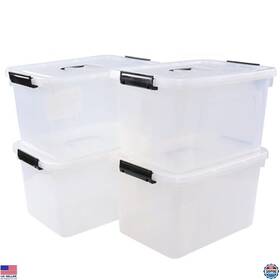 6602 Brand Vababa 10.5 Quart Clear Storage Box With Handle 4-pack Plastic Bins Lid