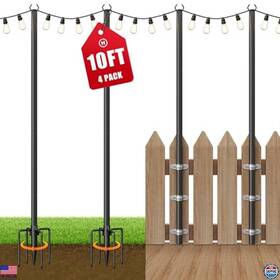 Lp02n Brand Voxelure 4 Pack 10ft Adjustable String Light Poles For Outdoor Patio Garden Party