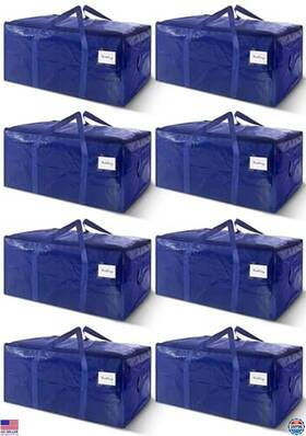 Wt-surr-8p-seab-24gal Brand Wtree 8 Pack Heavy Duty Large Moving Bags With Zipper And Handles 24 Gal Storage Totes