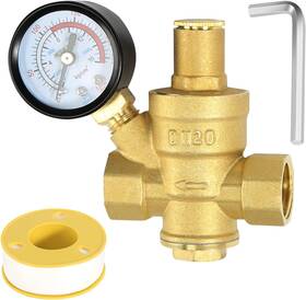 Branded 711181284300 Water Pressure Regulator 3/4 Inch With Gauge Made Of 100% High Hardness Brass