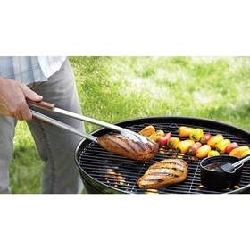 Qb22 Branded Grill Tongs Extra Long 22in Rosewood Handle Locking Stainless Steel Bbq Tool