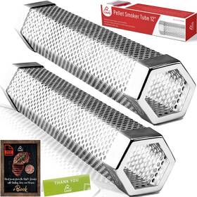Branded01 445048432476 Set Of 2 Premium Pellet Smoker Tube 12 Inch For Any Grill Or Easy And Safe