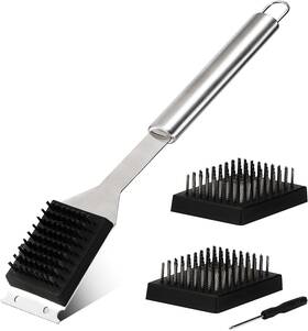 Branded01 744759750822 16.5 Inch Grill Brush And Scraper With 2 Replacements 1 Screwdriver Wire B